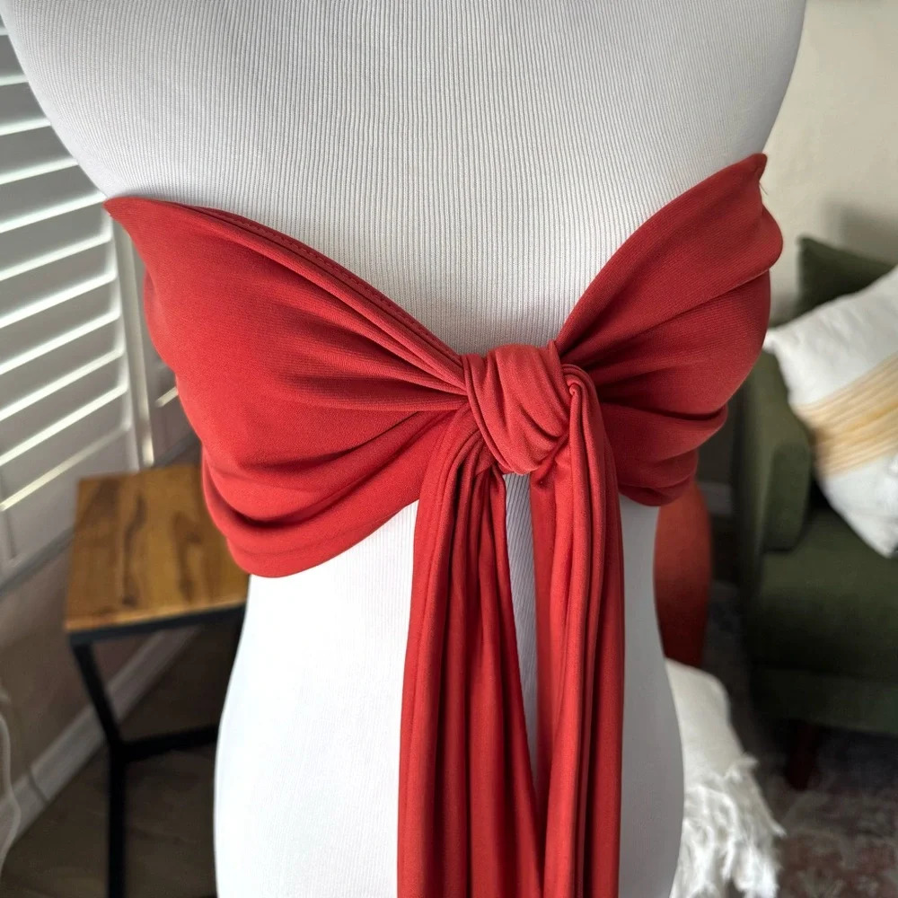 Windsor Orange/red bandeau with removable front tie - Picture 2 of 6
